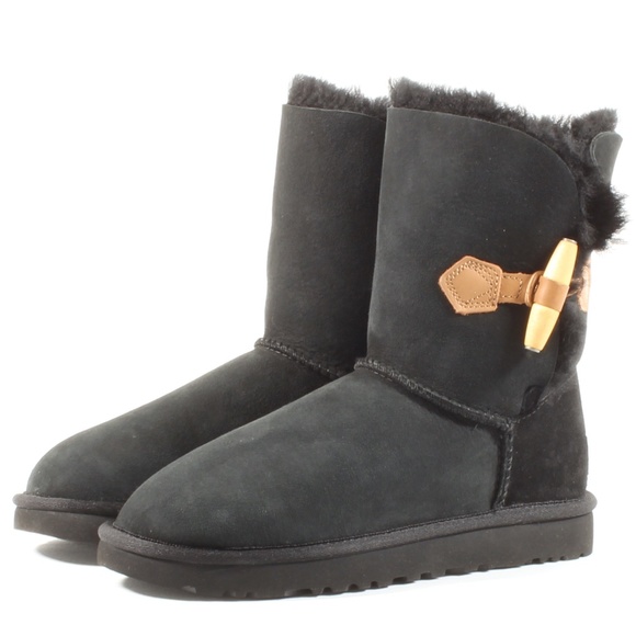 UGG Shoes - Ugg Keely Genuine Sheepskin Suede Boots Black SZ 5